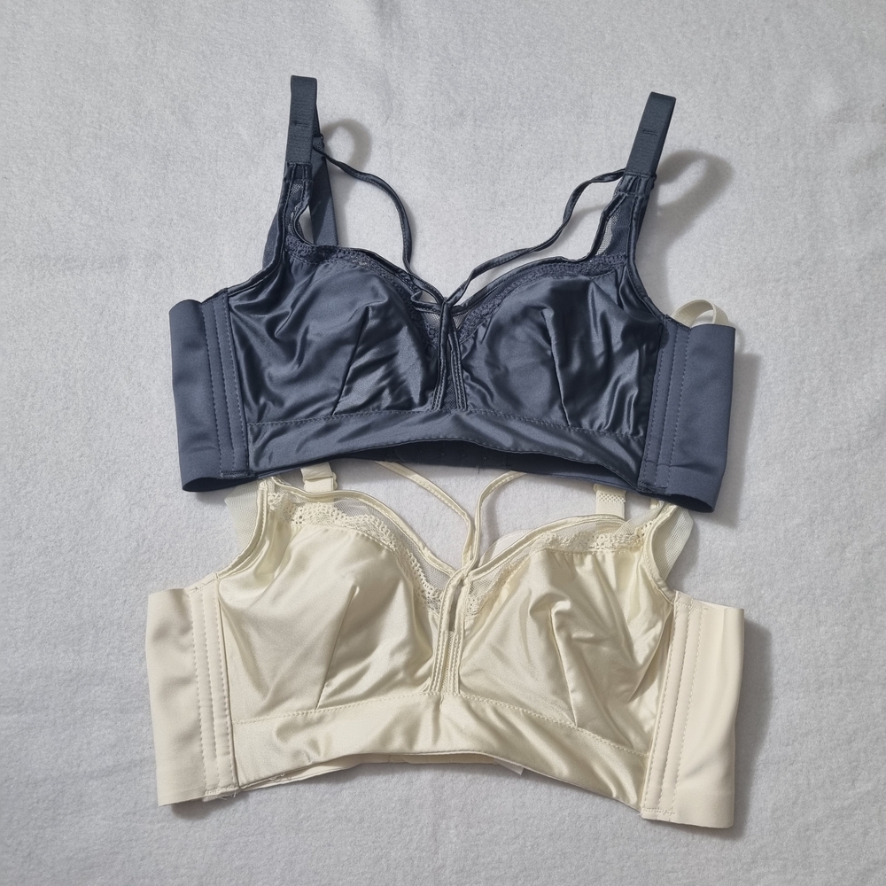 2 Pack Wirefree Bra Size 34/75 A/ B  Beige & Gray Blue Thin Bra New